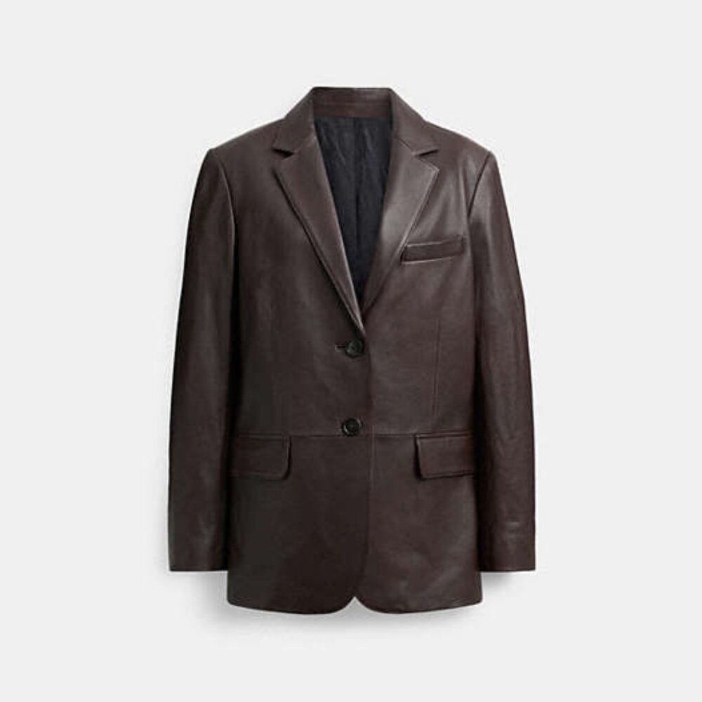 Coach Maple Leather Blazer Size Large